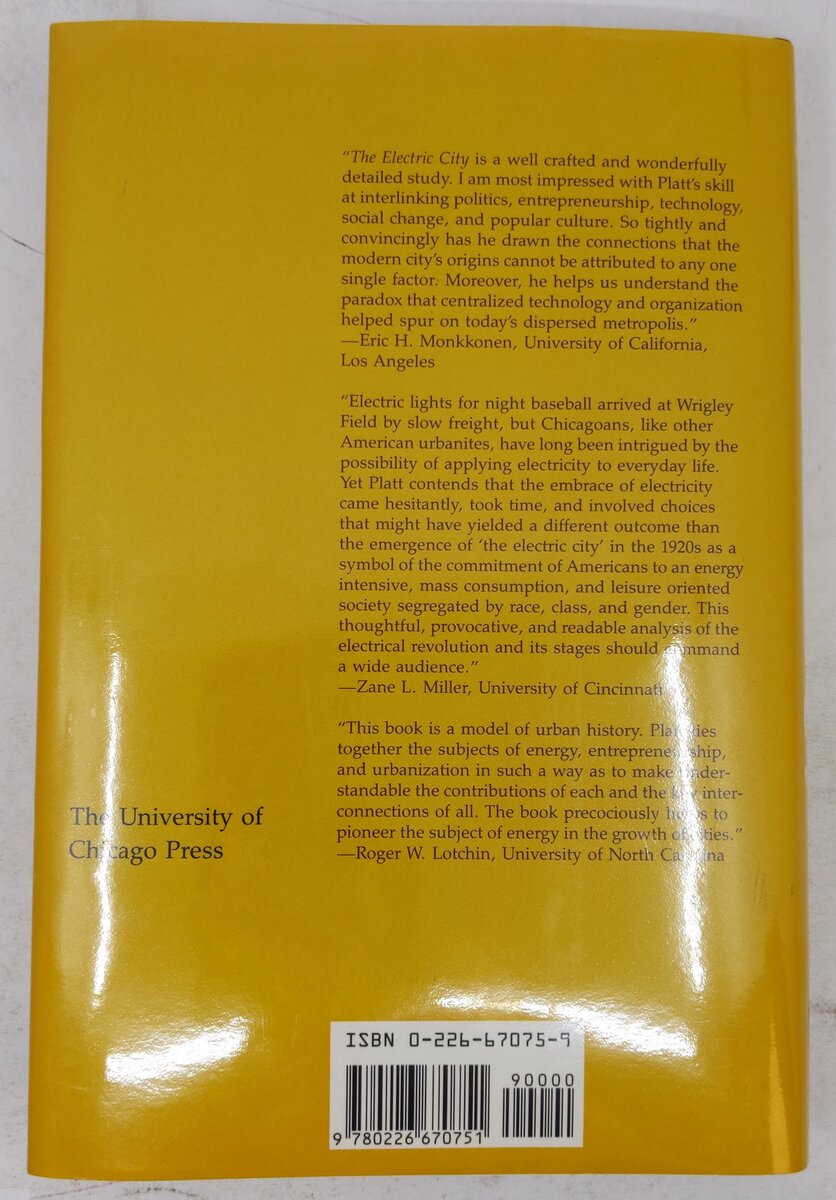 The Electric City Hardcover Book By Harold L. Platt VG