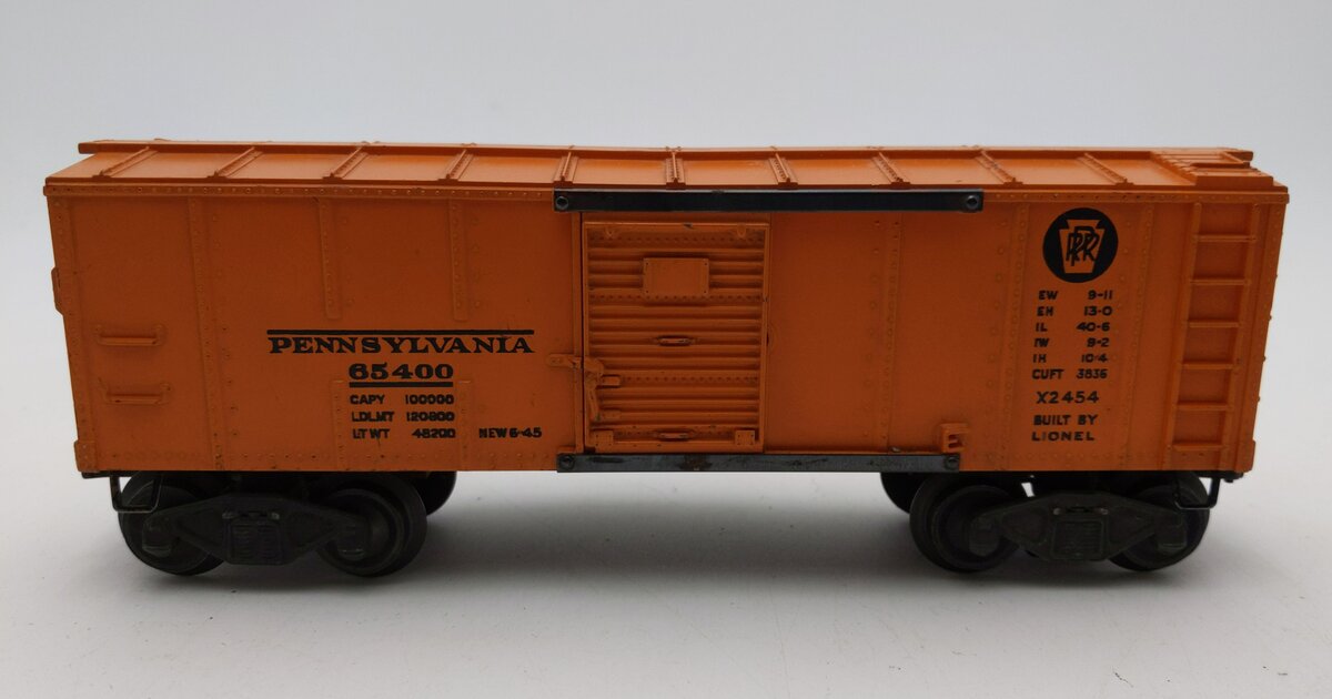 Lionel X2454 Vintage O Pennsylvania Railroad Boxcar w/ Orange Door - 1946 EX