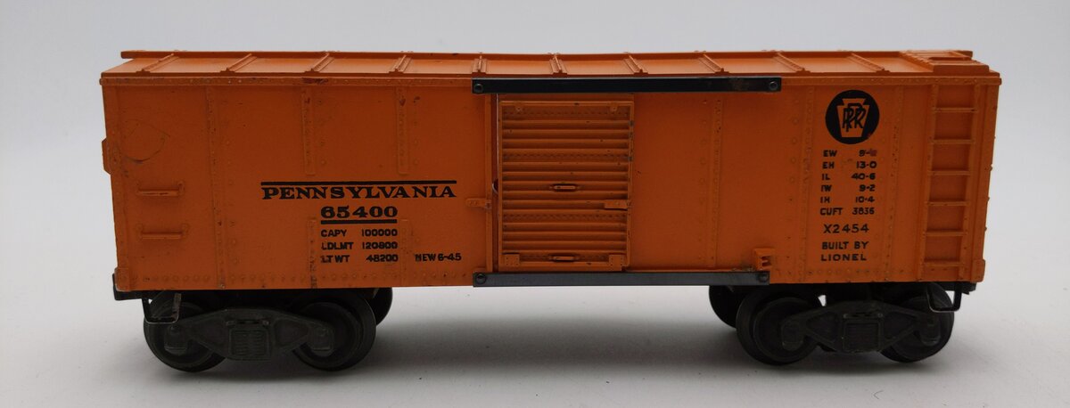 Lionel X2454 Vintage O Pennsylvania Railroad Boxcar w/ Orange Door - 1946 EX