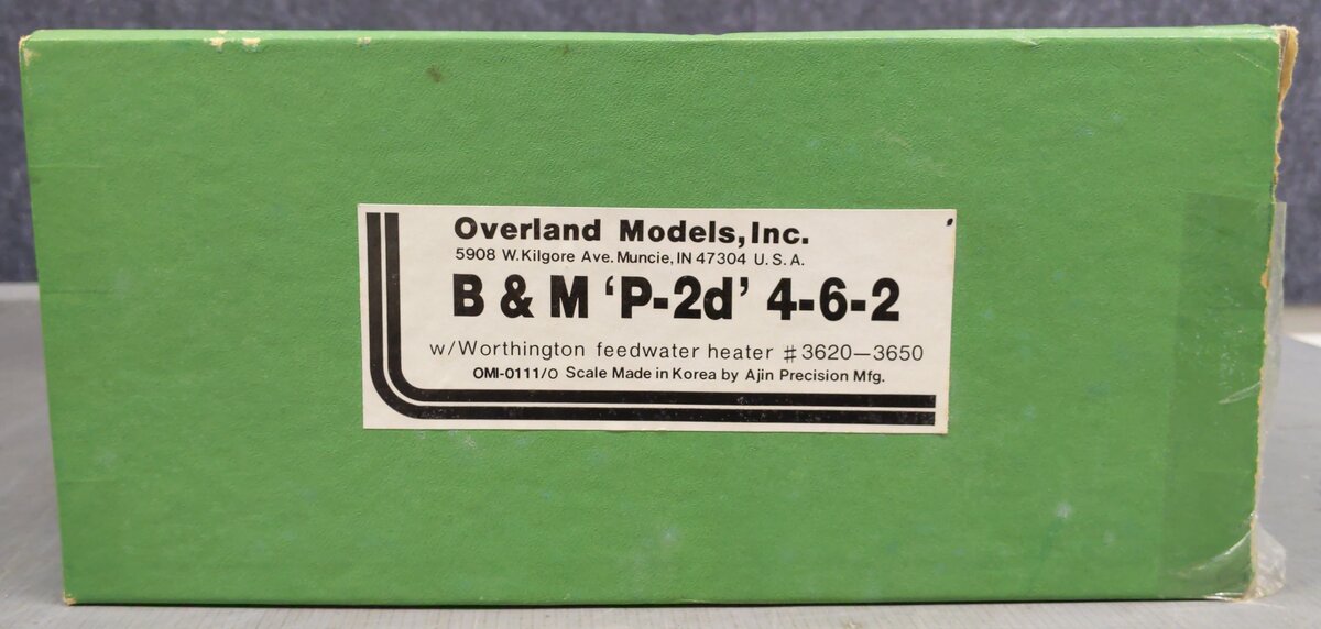 Overland OMI-0111 O 2-Rail BRASS B&M 'P-2d' 4-6-2 Steam Locomotive w/Tender VG/Box