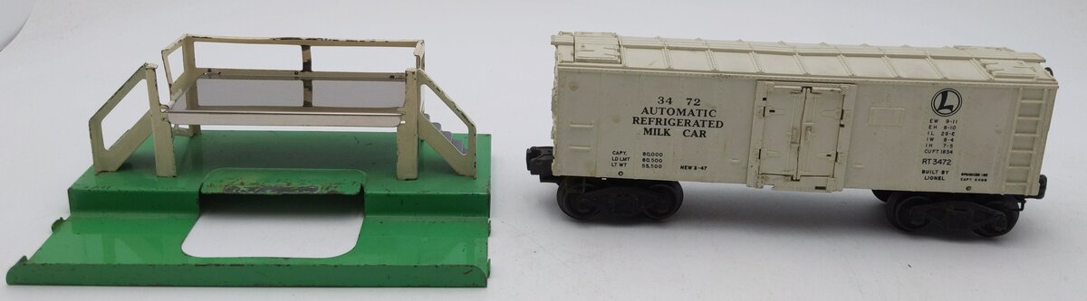 Lionel 3462 Vintage O Operating Milk Car w/ Platform VG