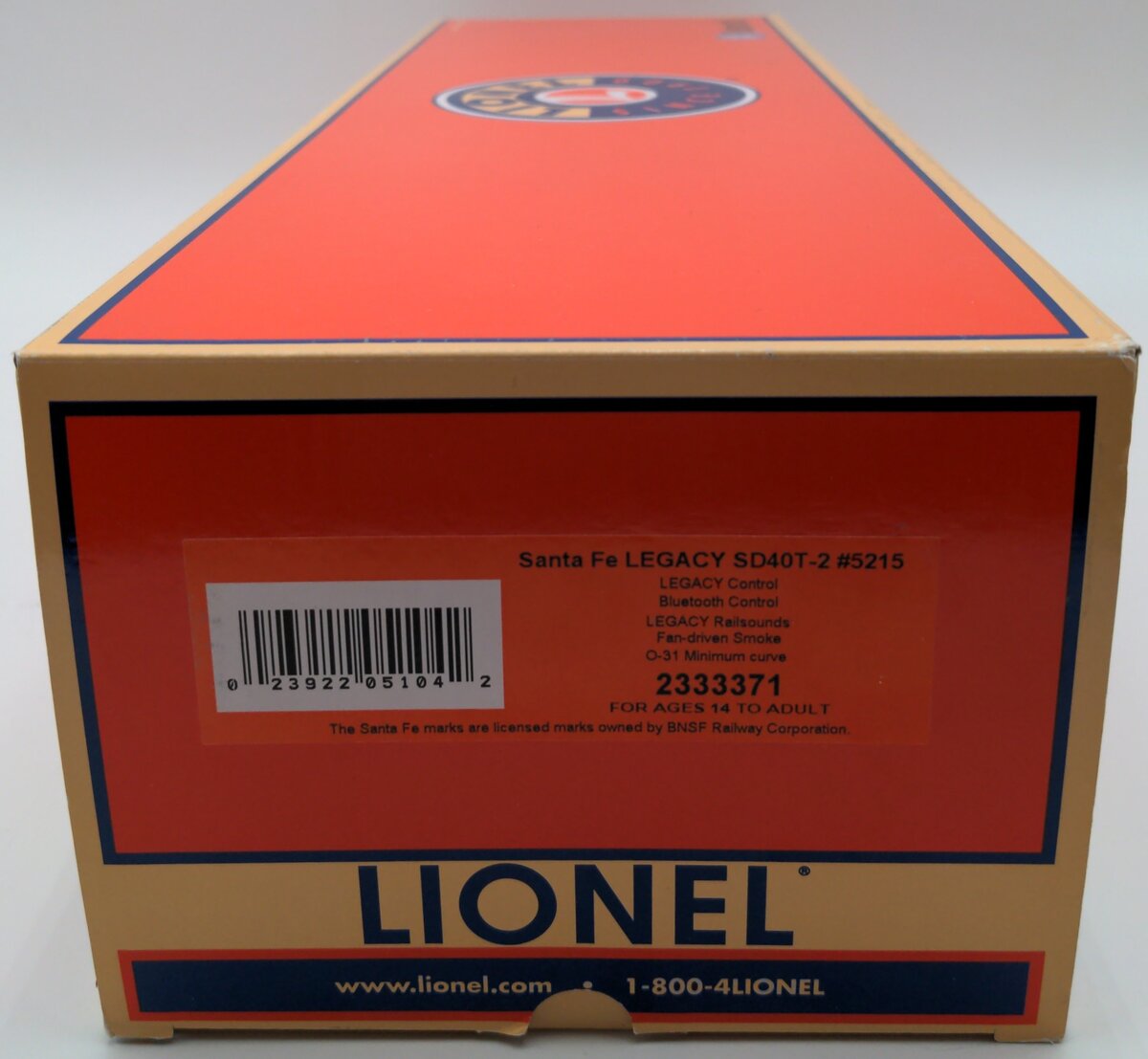 Lionel 2333371 O Santa Fe Legacy SD40-T Diesel Locomotive #5215 EX/Box