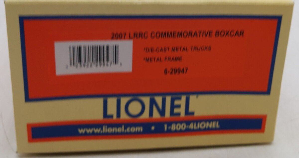 Lionel 6-29947 O Gauge LRRC 2007 Commemorative Boxcar #29947 LN/Box