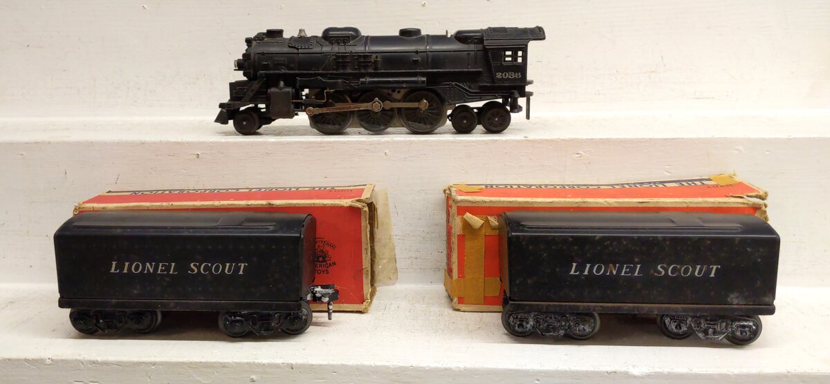 Lionel O Gauge Vintage Steam Locomotive & Tenders: 2036, 1001T [3] VG