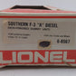 Lionel 6-8567 O Gauge Southern F3 A Non-Powered Diesel Locomotive EX/Box