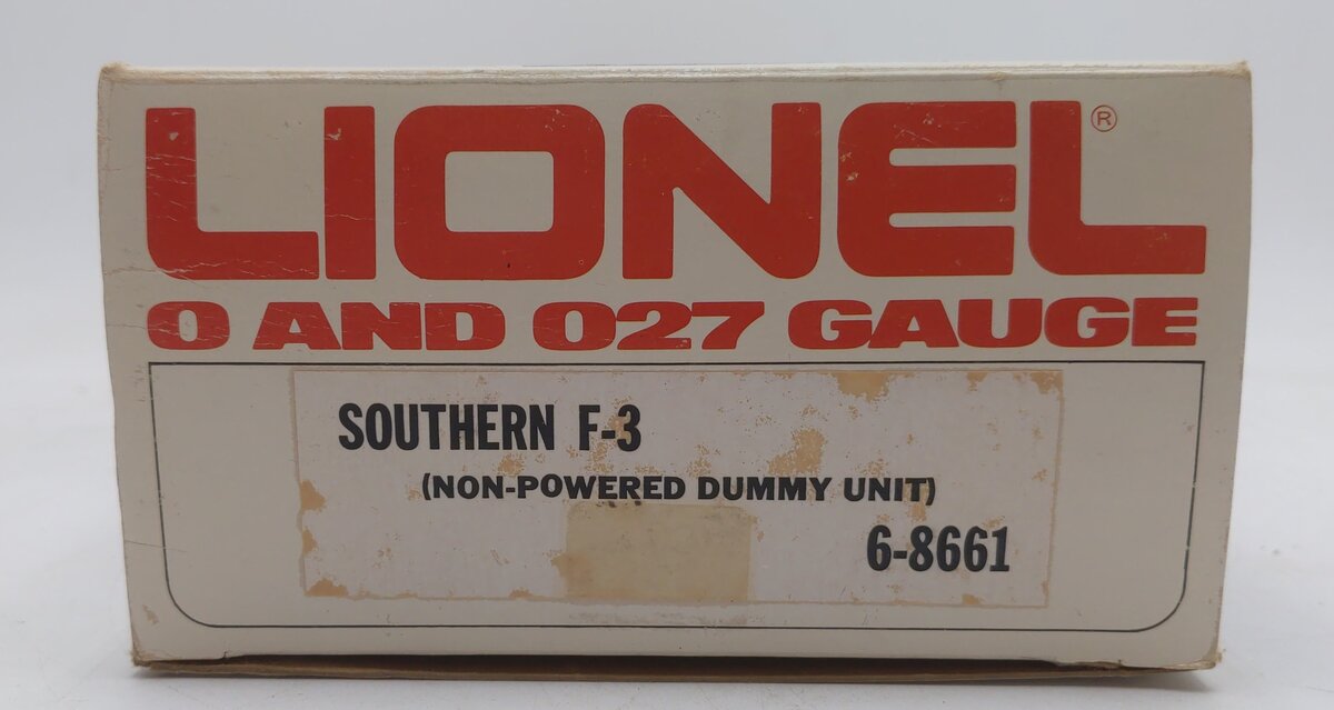 Lionel 6-8661 O Gauge Southern F3 B Non-Powered Diesel Locomotive EX/Box