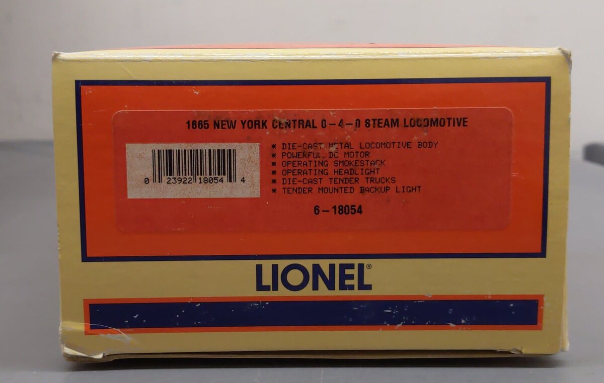 Lionel 6-18054 O New York Central 0-4-0 Steam Locomotive & Tender #1665 EX/Box