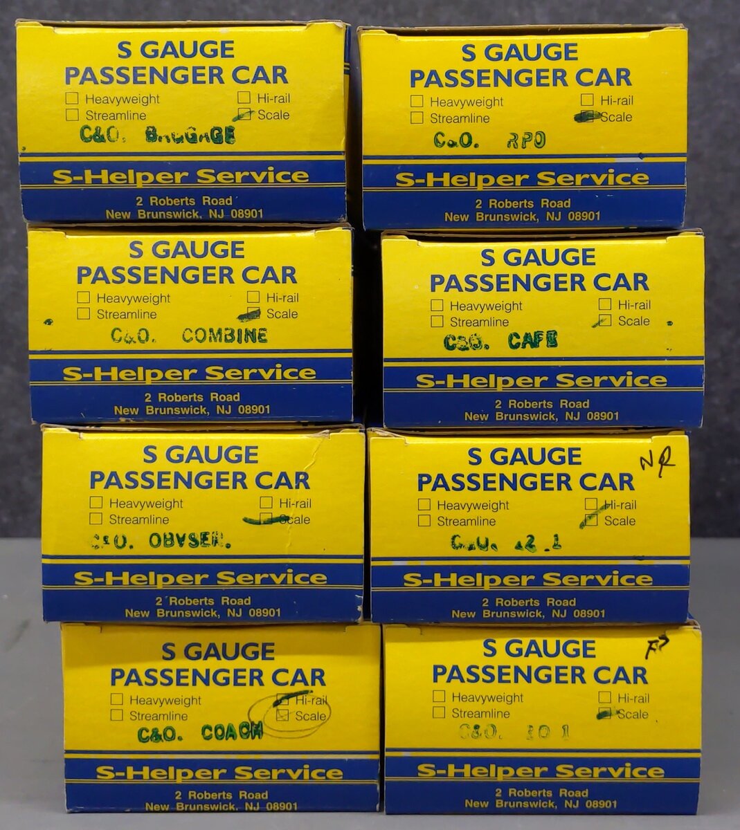 S-Helper S Gauge Chesapeake & Ohio Passenger/Baggage Car Set [8] EX/Box