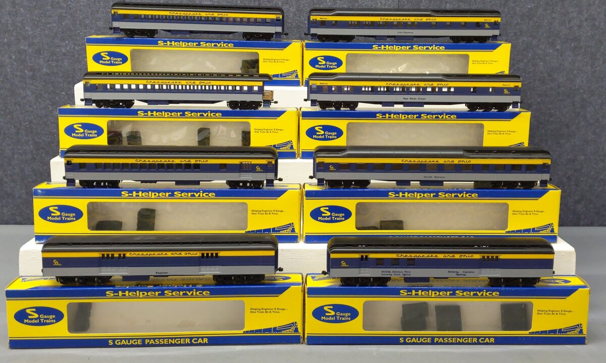 S-Helper S Gauge Chesapeake & Ohio Passenger/Baggage Car Set [8] EX/Box