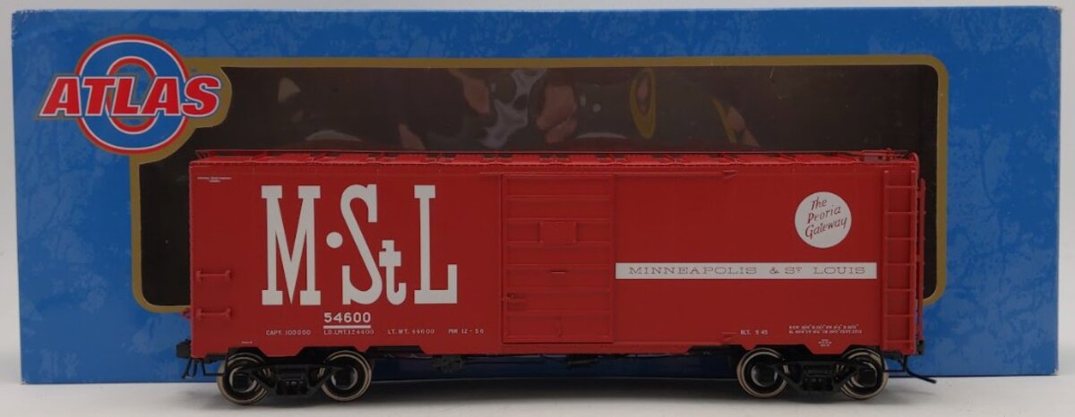 Atlas 9571-1 O Scale M&St.L 1937 40' AAR Single Door Box Car #54600 (2Rail) EX/Box