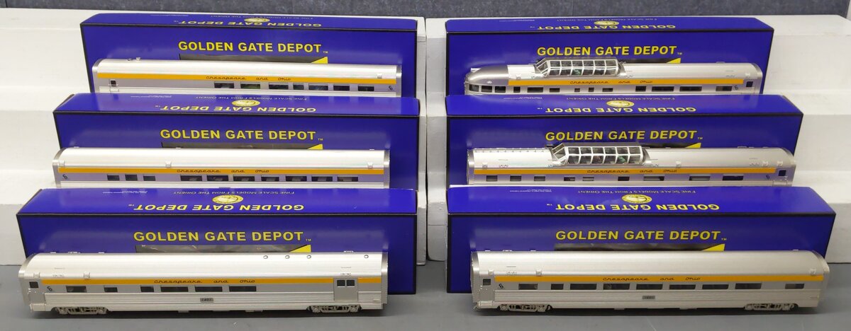 Golden Gate Depot O Aluminum C&O/Chessie Passenger Cars (Set of 6) - 2-Rail LN/Box