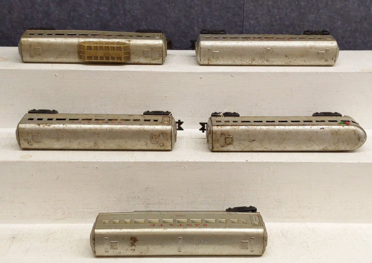 Marx Vintage O Scale Santa Fe Prewar Passenger Cars [5] VG