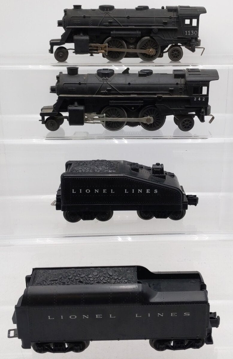 Lionel Vintage O Plastic Steam Locomotives and Tenders #1130/1130T & #242/1061T VG