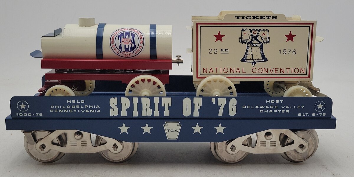 McCoy 1000-76 Standard Gauge TCA Spirit of 1976 Flatcar with Load EX/Box