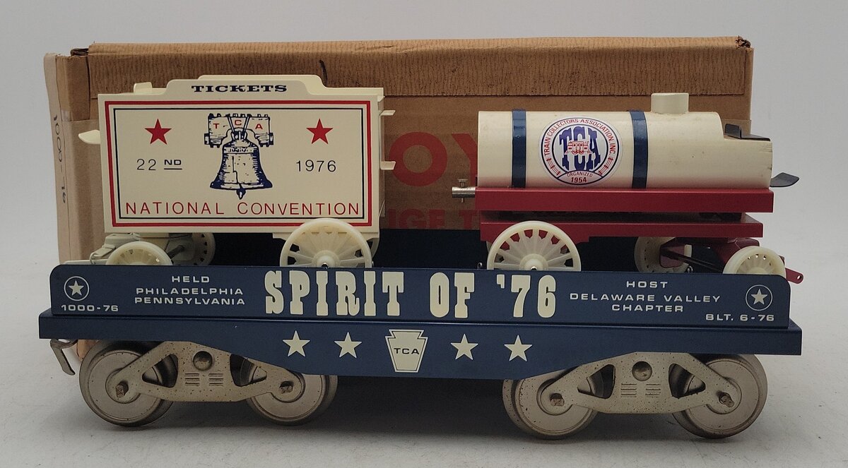 McCoy 1000-76 Standard Gauge TCA Spirit of 1976 Flatcar with Load EX/Box