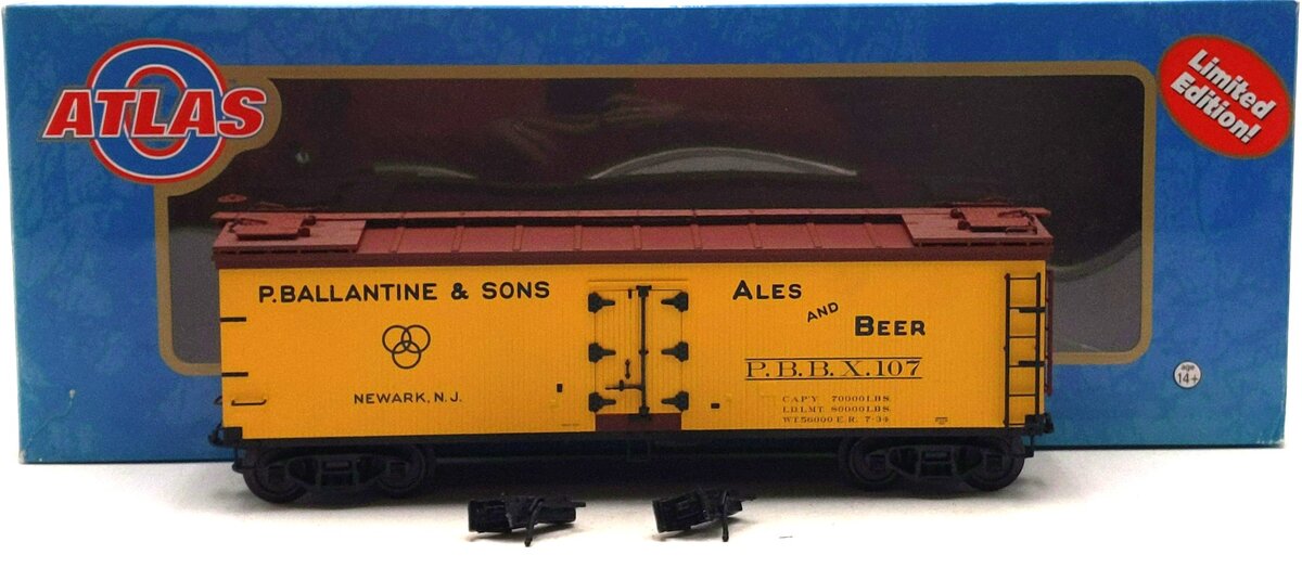Atlas 8173-7 Ballantine Beer 40' Rebuilt Wood Reefer #107 (3-Rail) EX/Box