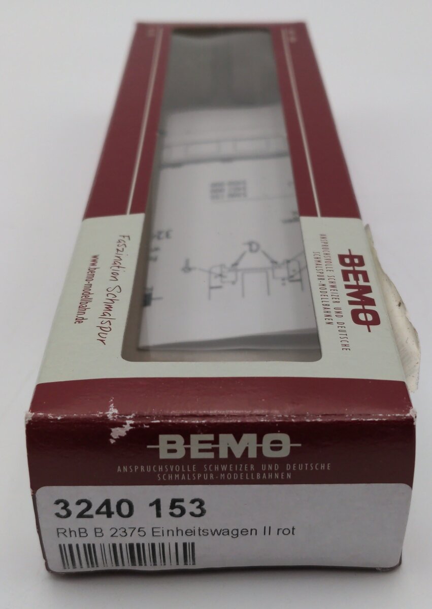 Bemo 3240 153 HOm Scale RhB Coach Car #2375 LN/Box