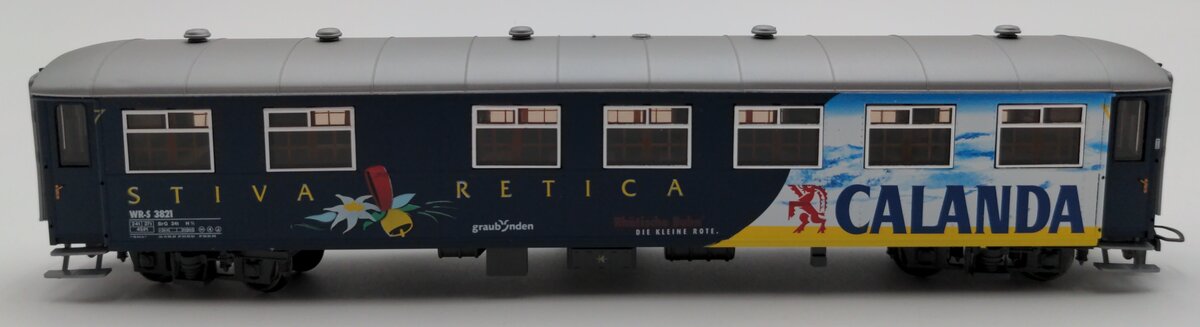 Bemo 3262 161 HOm Scale RhB Calanda Stiva Retica Coach Car #3821 LN/Box
