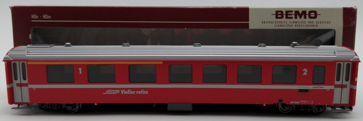 Bemo 3241 169 HOm Scale RhB Coach Car #1569 EX/Box