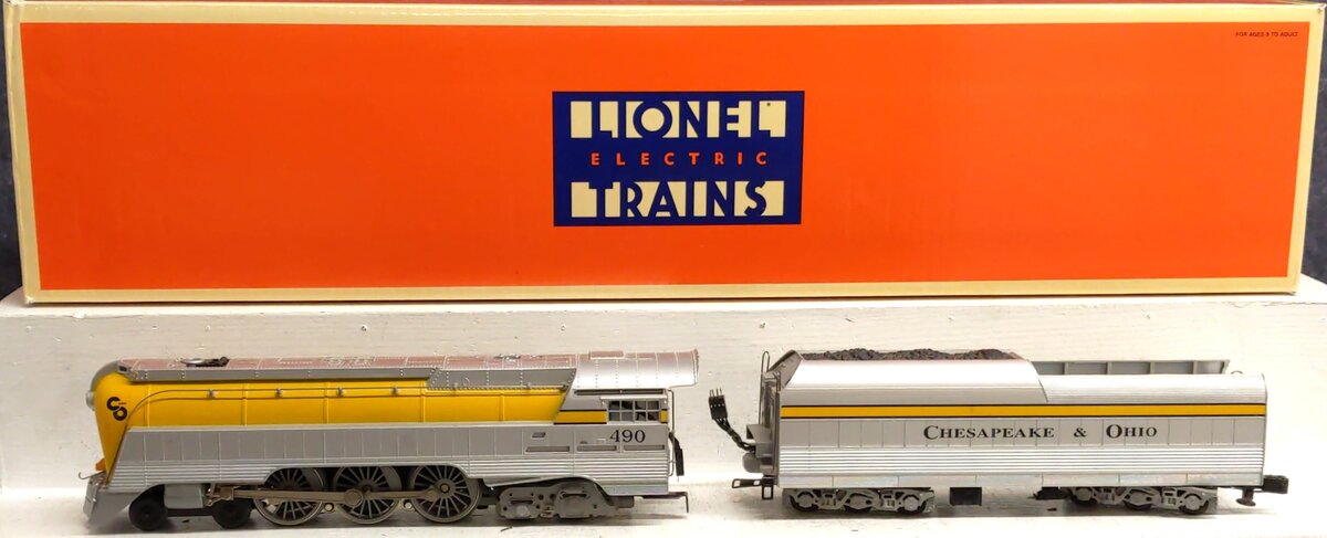 Lionel 6-18043 O Chesapeake & Ohio Streamlined Hudson & Tender #490 with RSII EX/Box