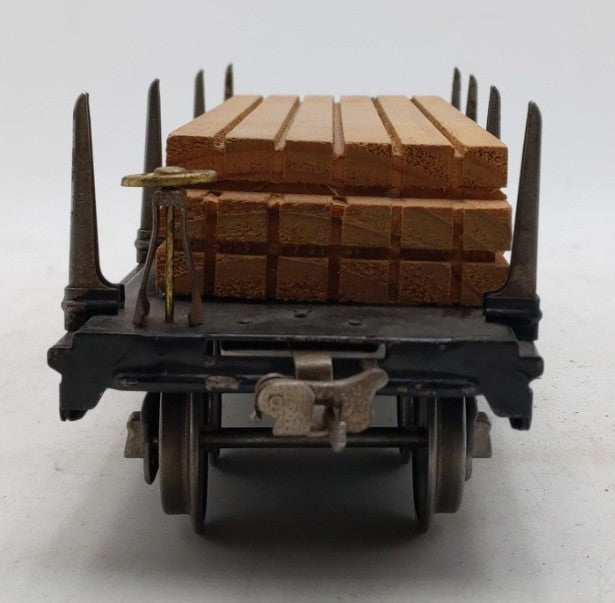 MTH 10-1072 Standard Gauge 211 Black Tinplate Flat Car with Load VG