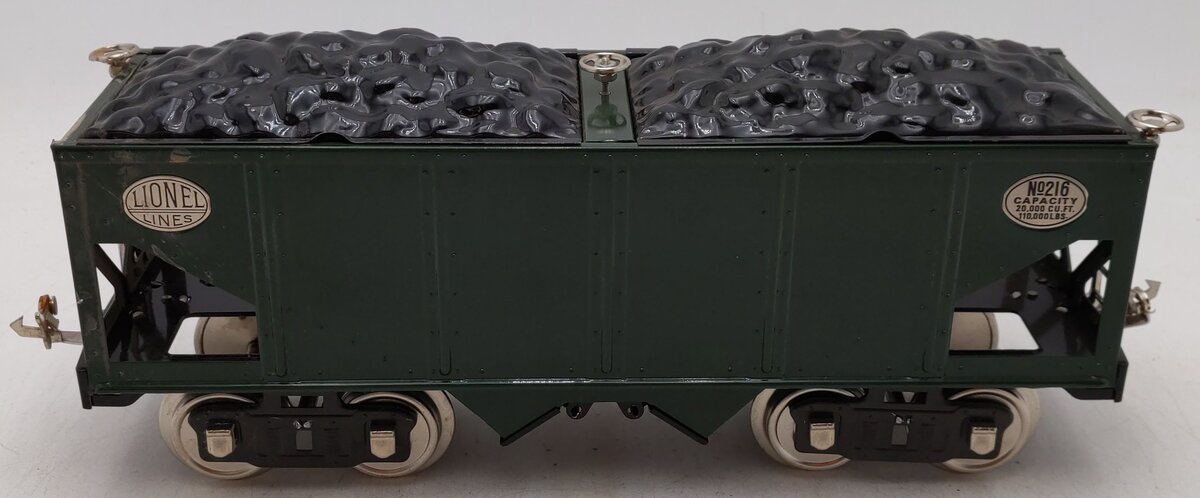 MTH 10-1053 Standard Gauge Green & Black Hopper with Brass Trim #216 VG