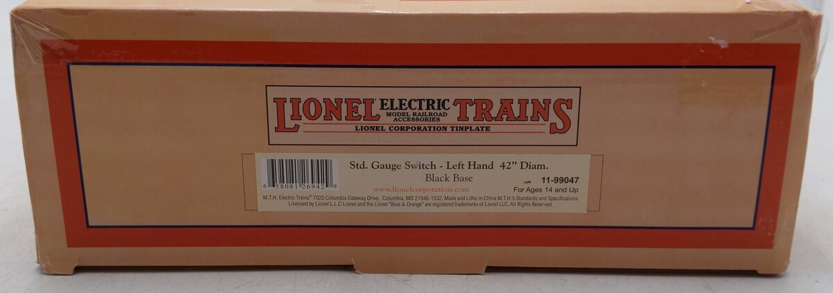 MTH 11-99047 Standard Gauge Tinplate Black Left Hand 42 Inch Remote Switch Track EX/Box