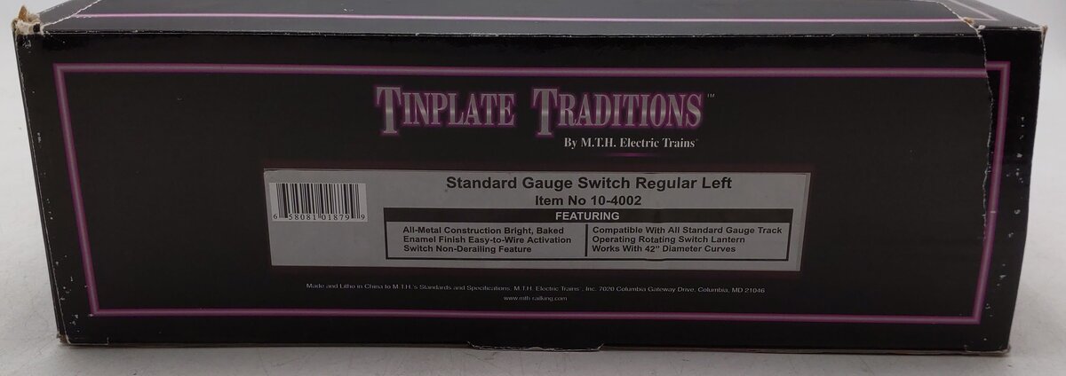 MTH 10-4002 Standard Gauge Left Hand 42 Inch Remote Switch EX/Box