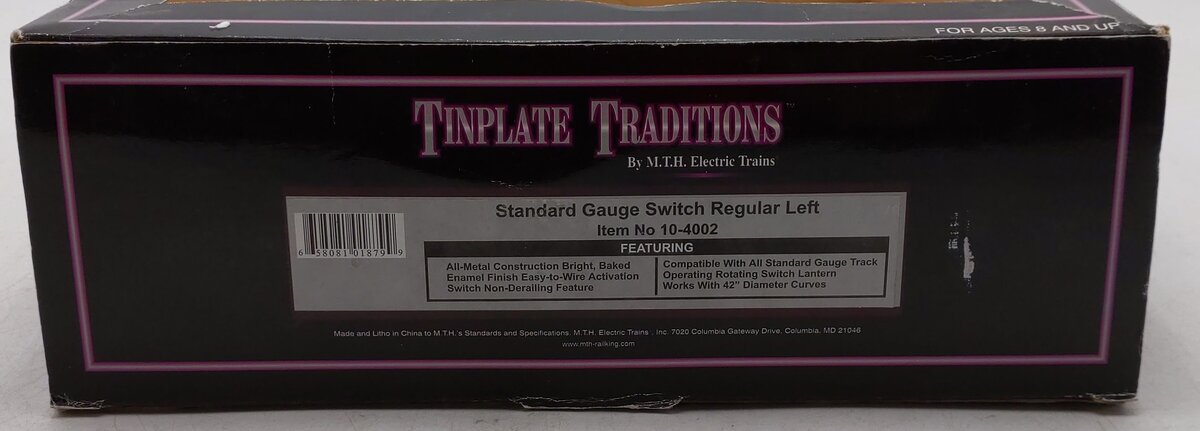 MTH 10-4002 Standard Gauge Left Hand 42 Inch Remote Switch EX/Box
