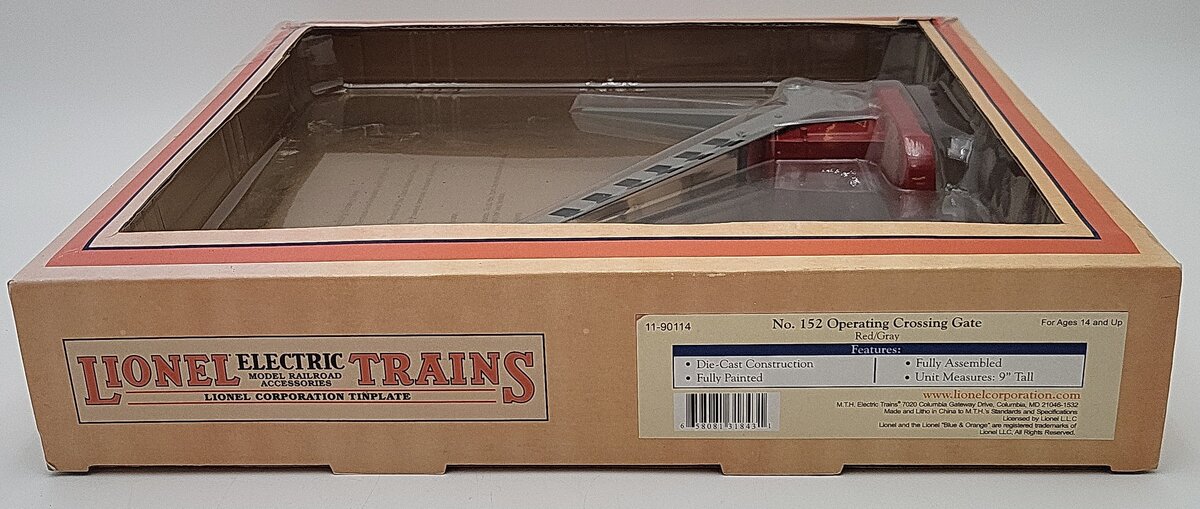 Lionel 11-90114 #152 Tinplate Red & Gray Operating Crossing Gate LN/Box