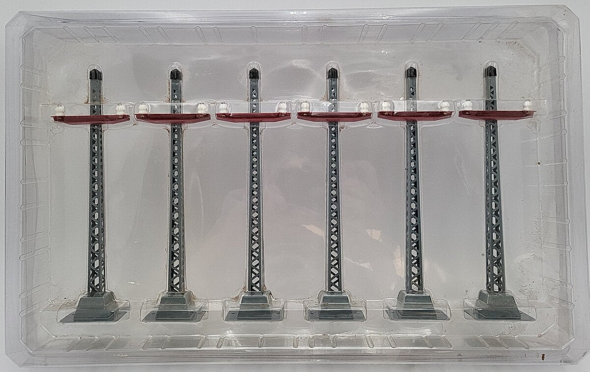 MTH 10-1093 Standard Gauge Gray/Red #71 Telegraph Post Set (Pack of 6) EX
