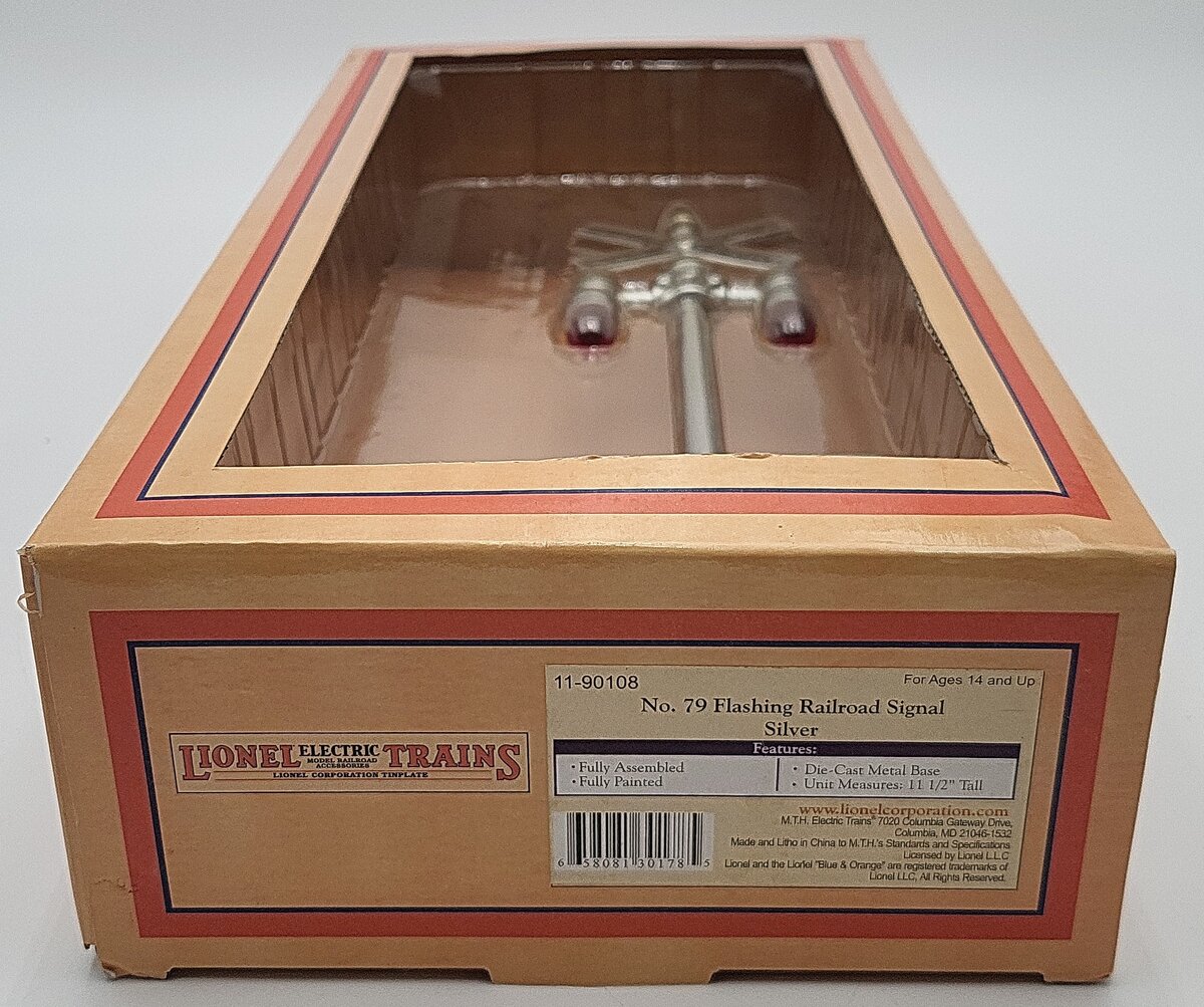 Lionel 11-90108 Metal Silver Flashing RR Signal LN/Box