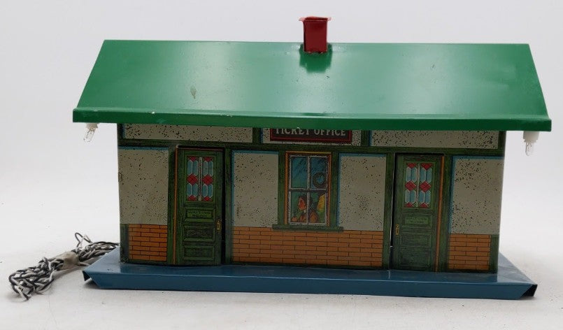 Ives 114 Vintage O Tin Lithographed Train Station Passenger Ticket Office VG