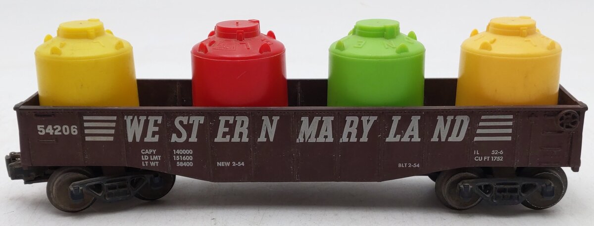 KMT 54206 O Scale Western Maryland Gondola w/ Custom Cannisters EX