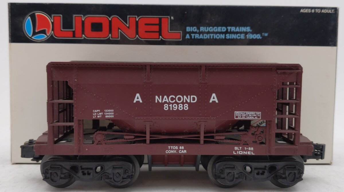 Lionel 6-17872 O Gauge TTOS 1988 Convention Anaconda Ore Car #81988 EX/Box