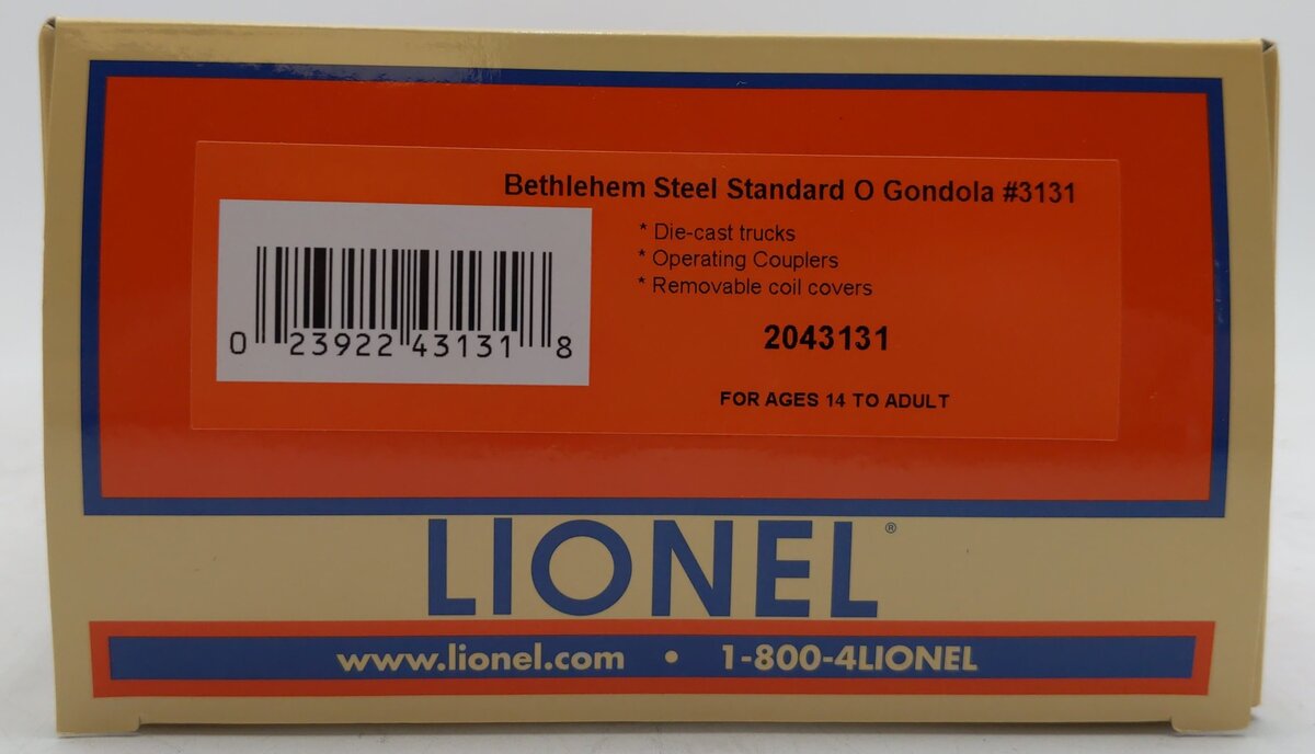 Lionel 2043131 O Bethlehem Steel Standard Gondola #3131 EX/Box