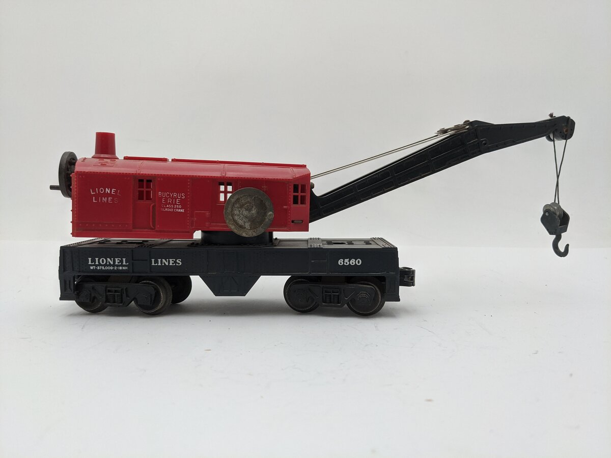 Lionel 6560 Vintage O  Lionel Lines Crane Car - Blank Frame Version VG