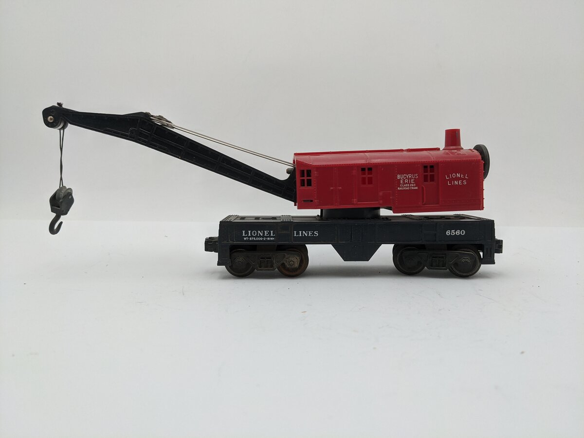 Lionel 6560 Vintage O  Lionel Lines Crane Car - Blank Frame Version VG