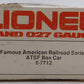 Lionel 6-7712 O Gauge ATSF Famous American Railroad Series Box Car EX/Box