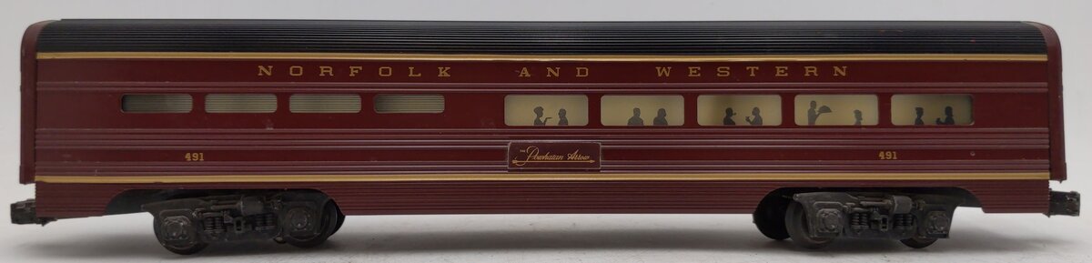 Lionel 6-7203 O Gauge Norfolk & Western Powhatan Arrow Aluminum Dining Car #491 VG