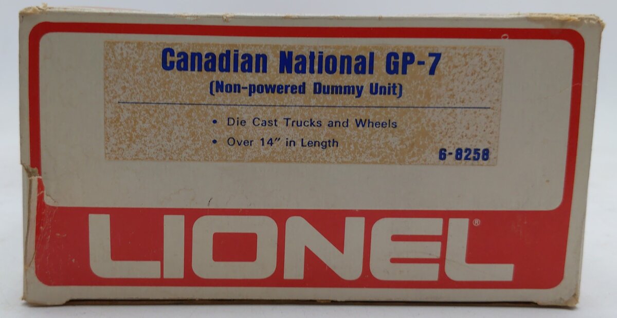 Lionel 6-8258 O Gauge Canadian National GP7 Non-Powered Diesel Locomotive VG/Box