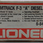 Lionel 6-8466 O Gauge Amtrak F3 A Powered Diesel Locomotive VG/Box