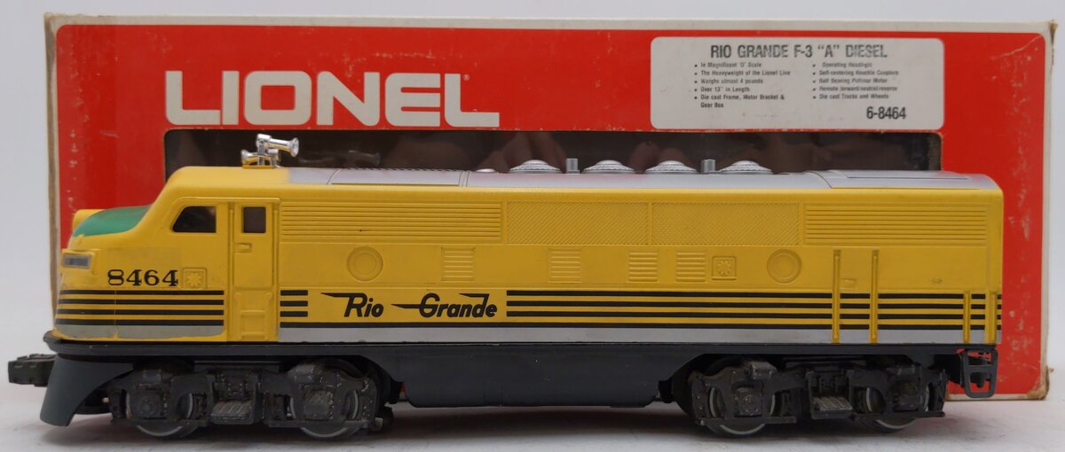 Lionel 6-8464 O Gauge Rio Grande F3 A Powered Diesel Locomotive #8464 VG/Box