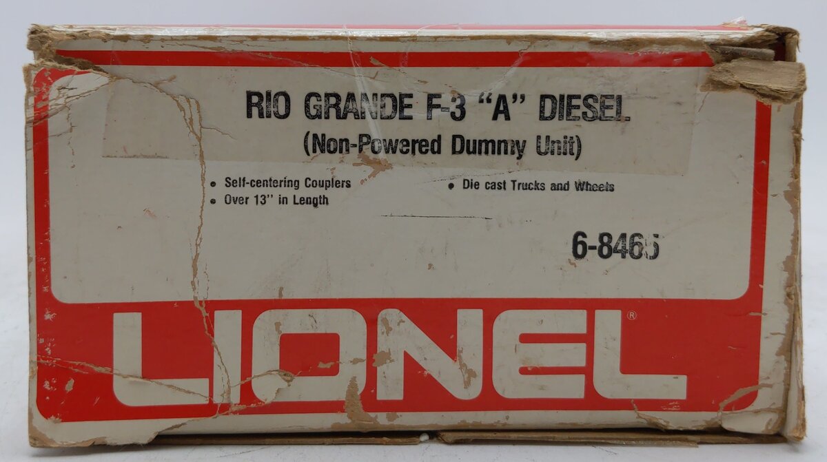 Lionel 6-8465 O Gauge Rio Grande F3A Dummy Diesel Locomotive VG/Box