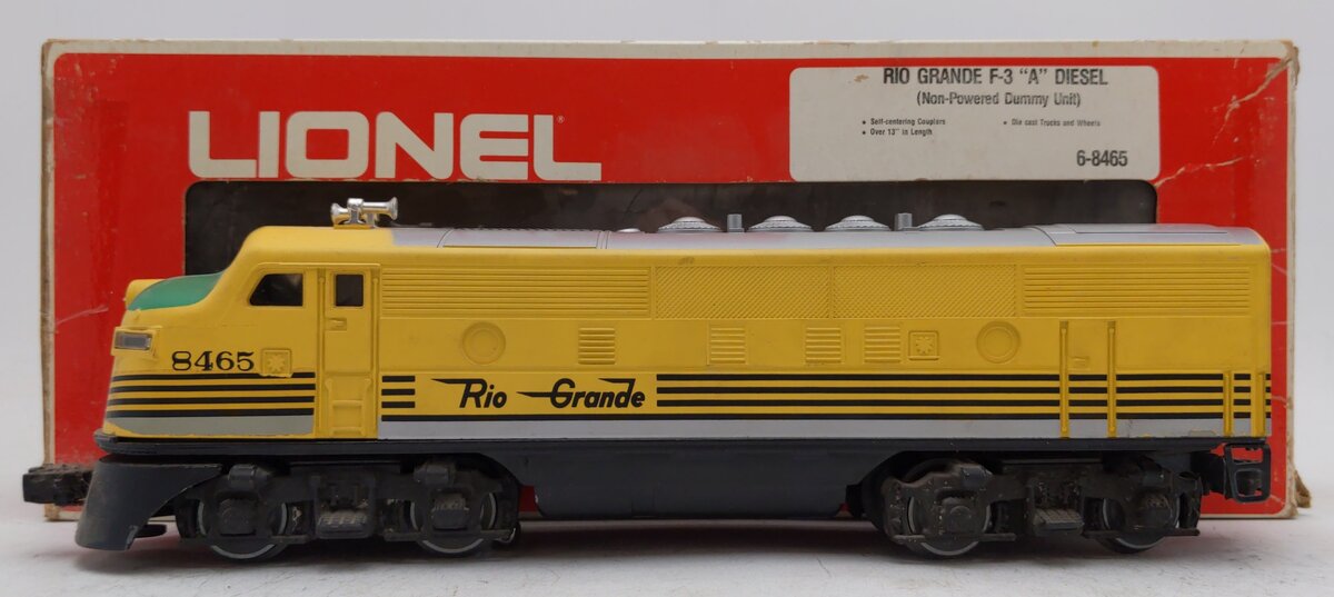 Lionel 6-8465 O Gauge Rio Grande F3A Dummy Diesel Locomotive VG/Box