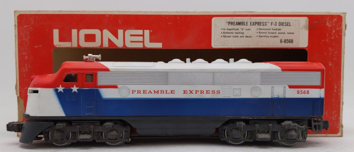Lionel 6-8568 O Gauge Preamble Express F3 A Diesel Locomotive #8568 VG/Box