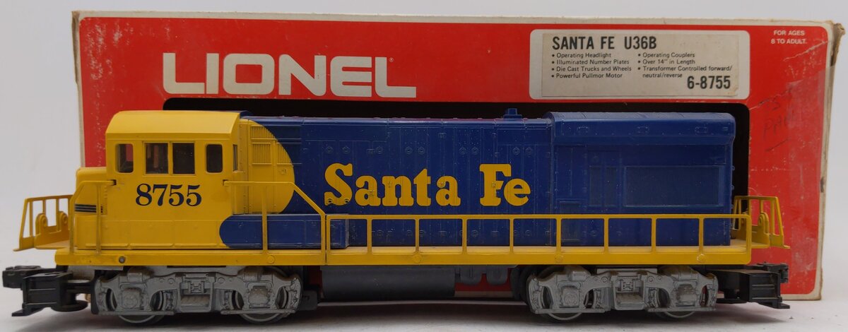 Lionel 6-8755 O Santa Fe U36B Diesel Locomotive VG/Box