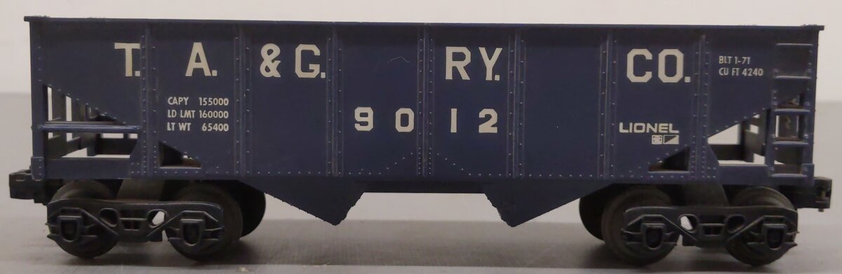 Lionel 6-9012 O Gauge Tennessee Alabama & Georgia Blue 2-Bay Hopper EX