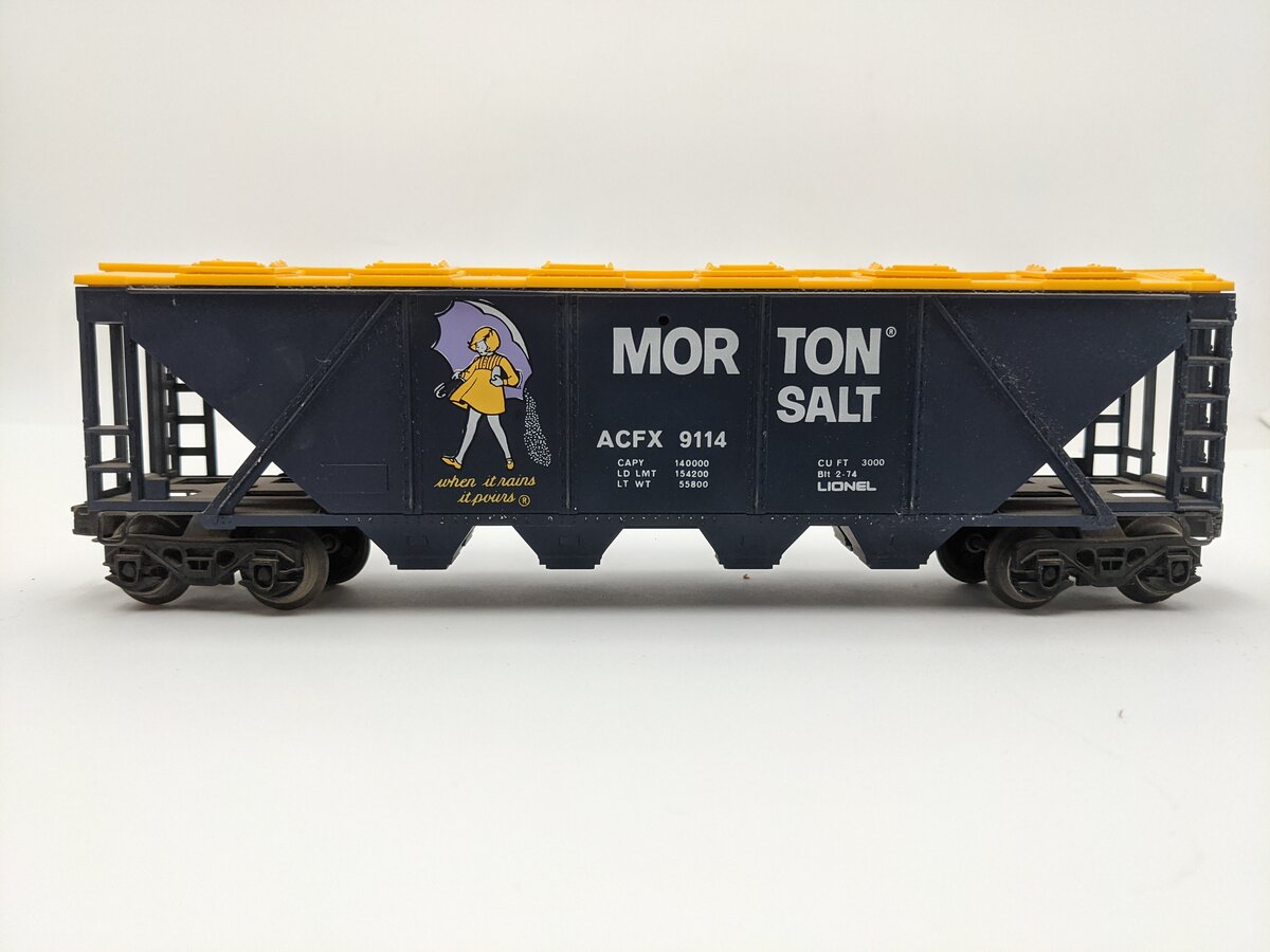 Lionel 6-9114 O Gauge Morton Salt Covered 4-Bay Hopper EX/Box