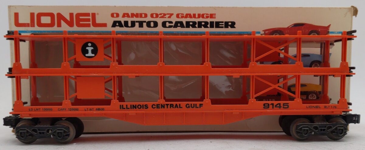 Lionel 6-9145 O Gauge Illinois Central Gulf 3-Tier Auto Carrier Car EX/Box